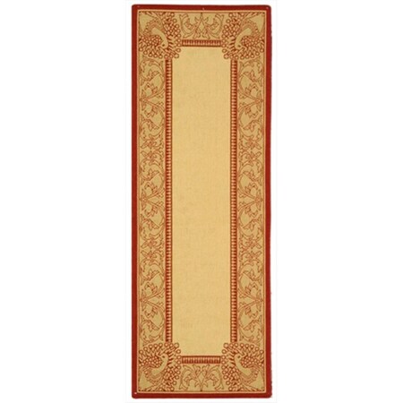 Safavieh 2 Ft. -4 In. X 6 Ft. -7 In. Runner Indoor-Outdoor Courtyard- Natural And Red- Machine Made Rug CY2965-3701-27